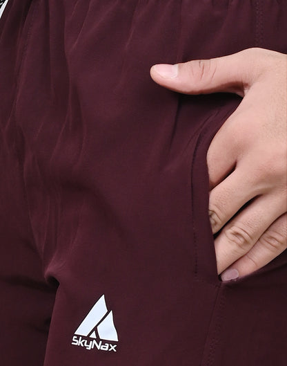 Skynax Men's Sports Trouser | Regular Fit | Lightweight Trouser for Gym Wear | Comfortable Running Color-Maroon