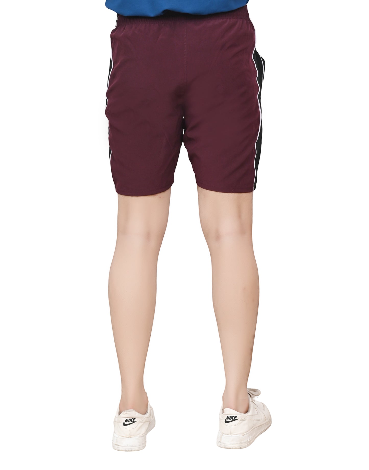 Men's Sports Shorts –Maroon with Black Side Panel – Lightweight Activewear with Pockets