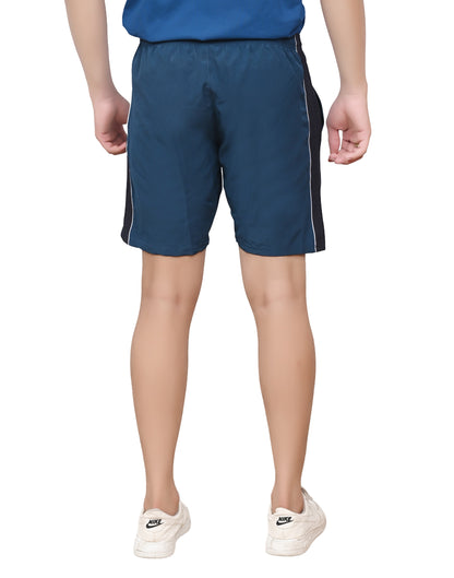Men's Sports Shorts – Dark Blue with Black  Side Panel – Lightweight Activewear with Pockets