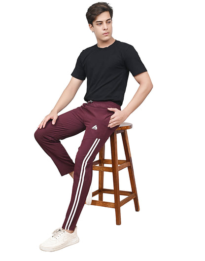 Skynax Men's Sports Trouser | Regular Fit | Lightweight Trouser for Gym Wear | Comfortable Running Color-Maroon