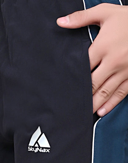 Men's Sports Shorts – Navy Blue with Dark Blue Side Panel – Comfortable Activewear with Pockets